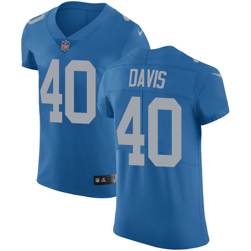 Nike Lions #40 Jarrad Davis Blue Throwback Men's Stitched NFL Vapor Untouchable Elite Jersey - Click Image to Close